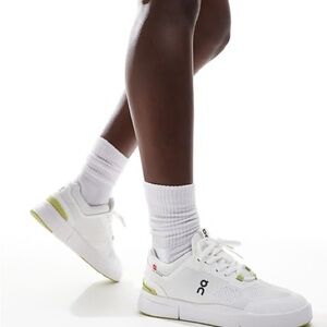 On Running Women's THE ROGER White and Green Sneakers